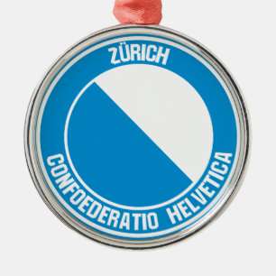 Zürich Round Emblem Metal Tree Decoration