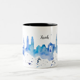 Zurich Skyline blue two-color cup