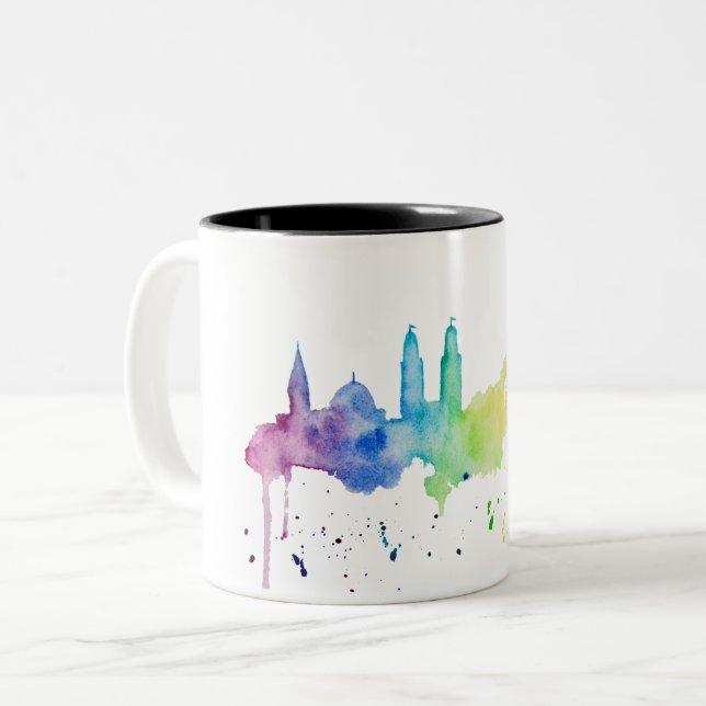 Zurich Skyline rainbow Two-Tone Coffee Mug (Front Left)