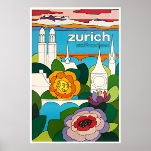 Zurich Switzerland Art Print Swiss Travel Poster