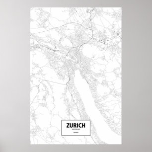 Zurich, Switzerland (black on white) Poster