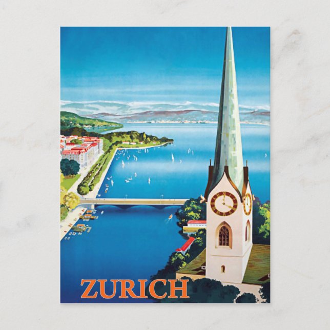 Zurich, Switzerland city, areal view on watchtower Postcard (Front)