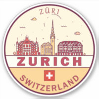 Zurich Switzerland City Skyline Emblem