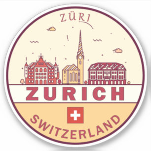 Zurich Switzerland City Skyline Emblem