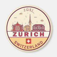 Zurich Switzerland City Skyline Emblem