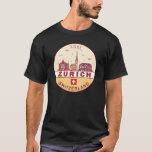 Zurich Switzerland City Skyline Emblem T-Shirt<br><div class="desc">Zurich minimalist,  colourful art design featuring monuments and landmarks of the city in Switzerland.</div>