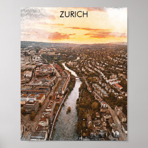 Zurich, Switzerland Europe City View Poster