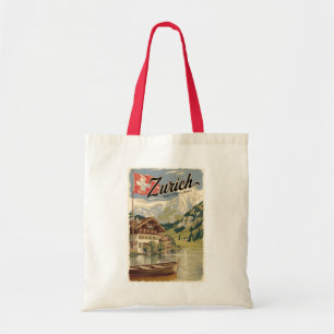 Zurich Switzerland Painterly Travel Art Vintage Tote Bag