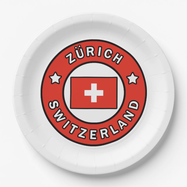 Zürich Switzerland Paper Plate (Front)