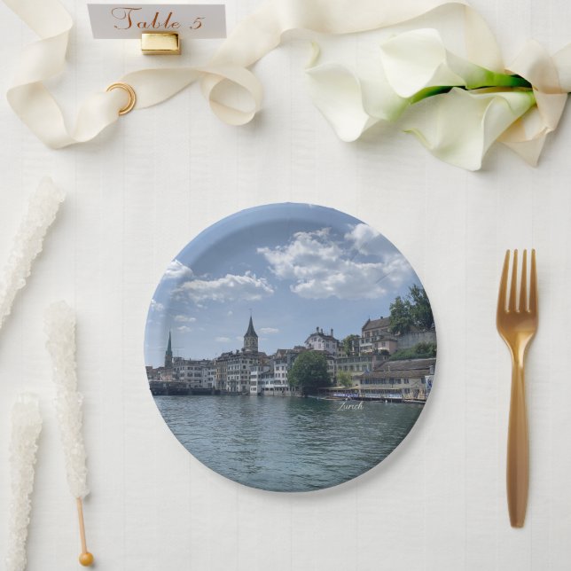Zurich Switzerland Scenic Paper Plates (Wedding)
