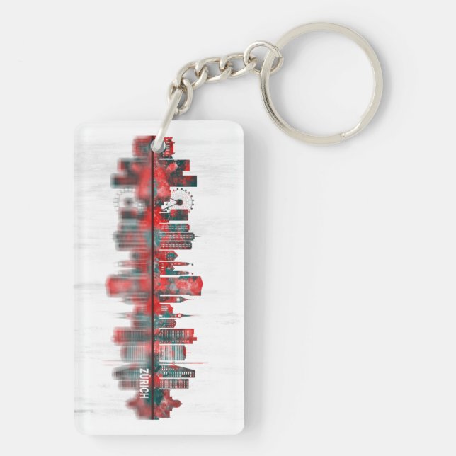 Zurich Switzerland Skyline Key Ring (Back)