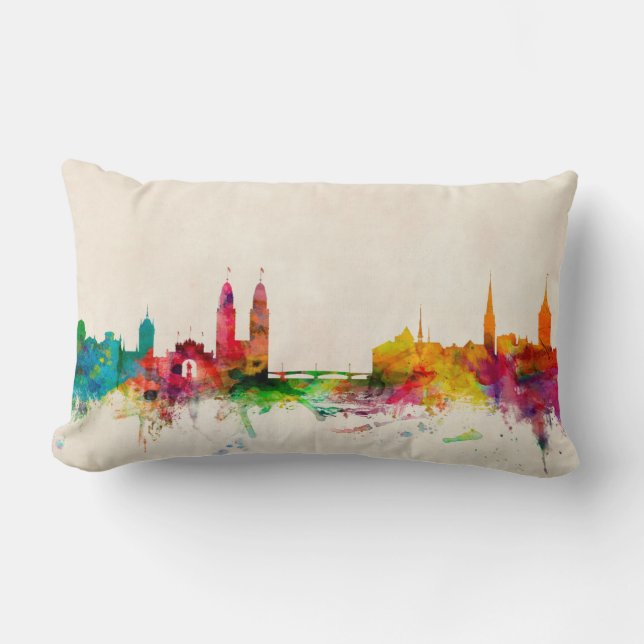 Zurich Switzerland Skyline Lumbar Cushion (Front)