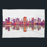 Zurich Switzerland Skyline Tea Towel<br><div class="desc">Violet Orange Skyline of Zürich,  the largest city in Switzerland and the capital of the canton of Zürich</div>