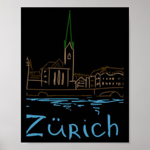 Zurich Switzerland Souvenir Gift For Tourists Stic Poster