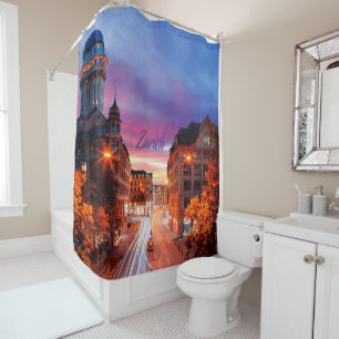 Zurich Switzerland Sunset Shower Curtain