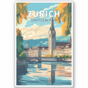 Zurich Switzerland Travel Art Vintage