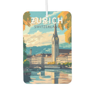 Zurich Switzerland Travel Art Vintage Car Air Freshener