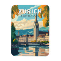 Zurich Switzerland Travel Art Vintage