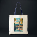 Zurich Switzerland Travel Art Vintage Tote Bag<br><div class="desc">Zurich retro vector travel design. The picturesque lanes of the central Altstadt (Old Town),  on either side of the Limmat River,  reflect its pre-mediaeval history.</div>
