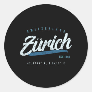Zurich Switzerland Travel Classic Round Sticker