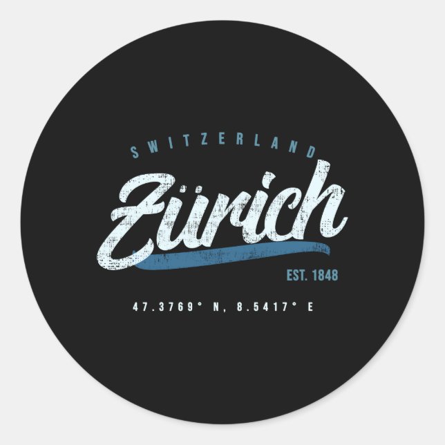 Zurich Switzerland Travel Classic Round Sticker (Front)