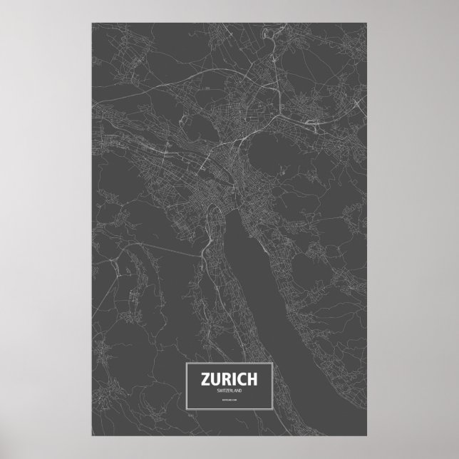 Zurich, Switzerland (white on black) Poster (Front)