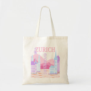 Zurich Travel Art, Switzerland, Pink Preppy Travel Tote Bag