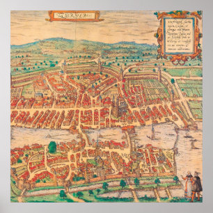 Zurich Vintage Map Switzerland Poster