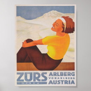 Zürs Austria Vintage Ski Poster