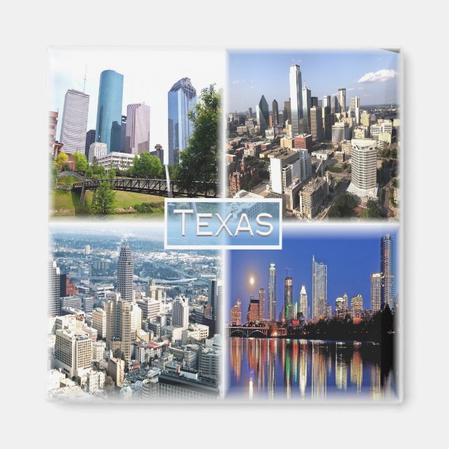 zUS011 TEXAS, Mosaic, Dallas, Houston, Fridge Magnet (Front)