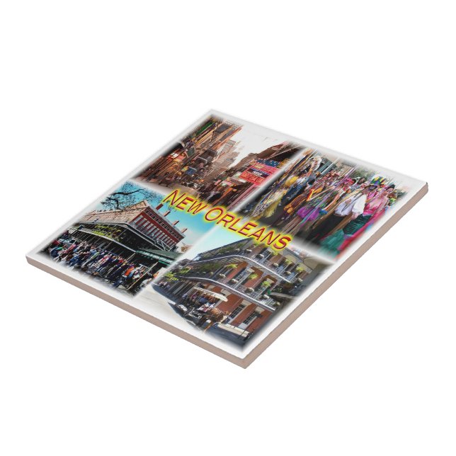 zUS024 NEW ORLEANS, Bourbon Street, Mosaic, Tile (Side)