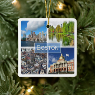zUS041 BOSTON, Massachusetts, America, Ceramic Ornament