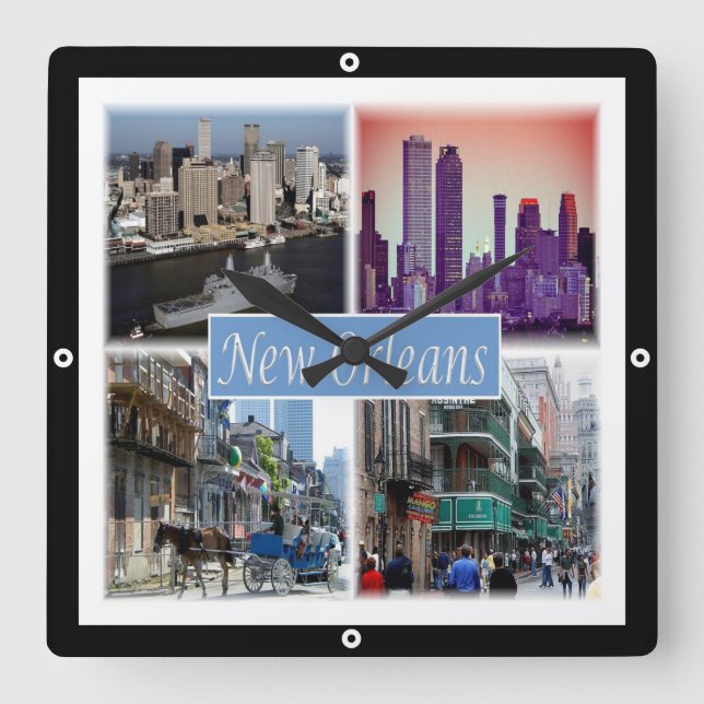 zUS049 NEW ORLEANS LOUISIANA, Mosaic, Square Wall Clock (Front)