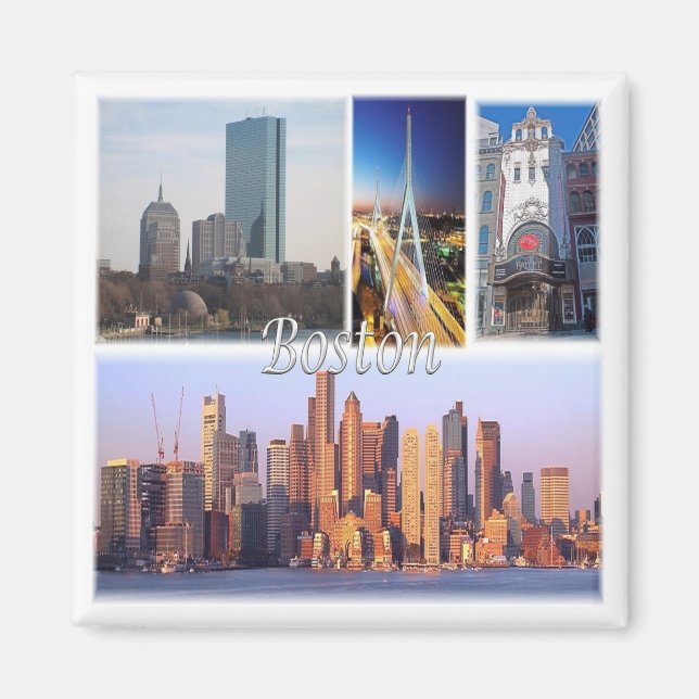 zUS051 BOSTON, Massachusetts, Mosaic, Fridge Magnet (Front)