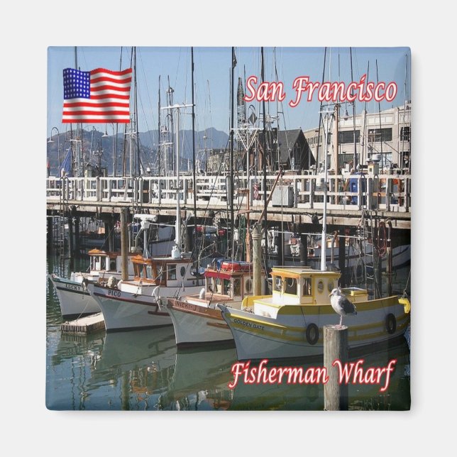 zUS074 SAN FRANCISCO, Fisherman Wharf, Fridge Magnet (Front)