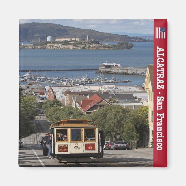 zUS083 SAN FRANCISCO, Alcatraz, Cable Car, Fridge Magnet (Front)