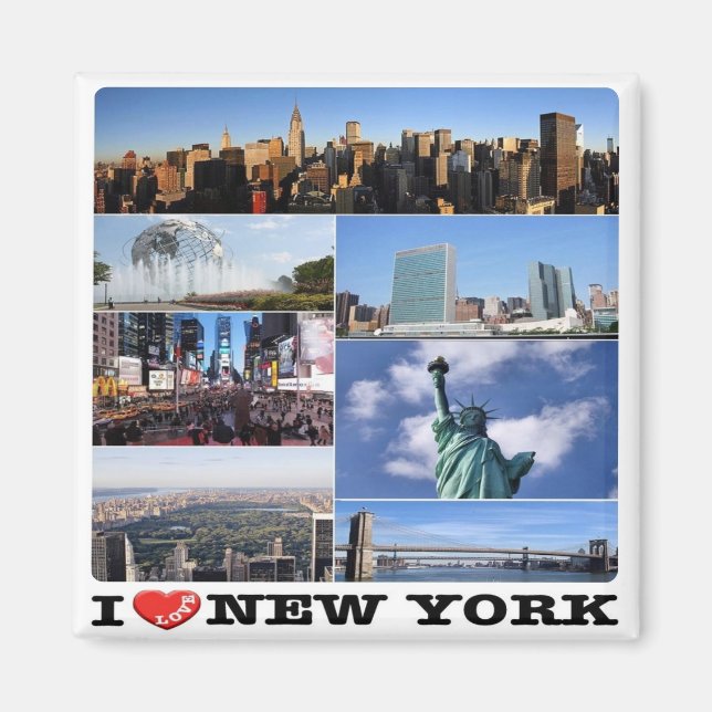 zUS107 NEW YORK CITY I Love, mosaic, Fridge Magnet (Front)