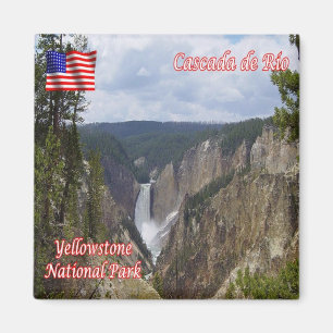 zUS126 YELLOWSTONE, Cascada de Río, Fridge Magnet