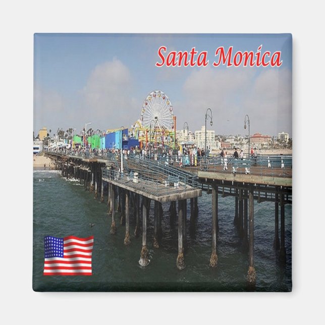 zUS201 SANTA MONICA Beach, California, Fridge Magnet (Front)