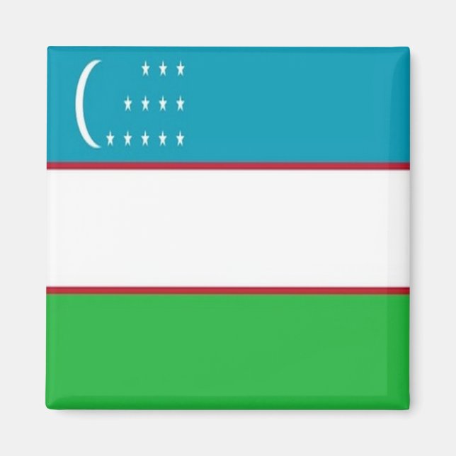 zUZ001 UZBEKI FLAG, Uzbekistan, Asia Fridge Magnet (Front)
