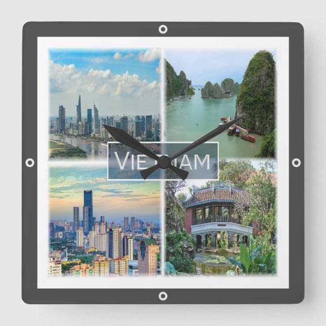 zVN012 VIETNAM, Mosaic, Asia, Square Wall Clock (Front)