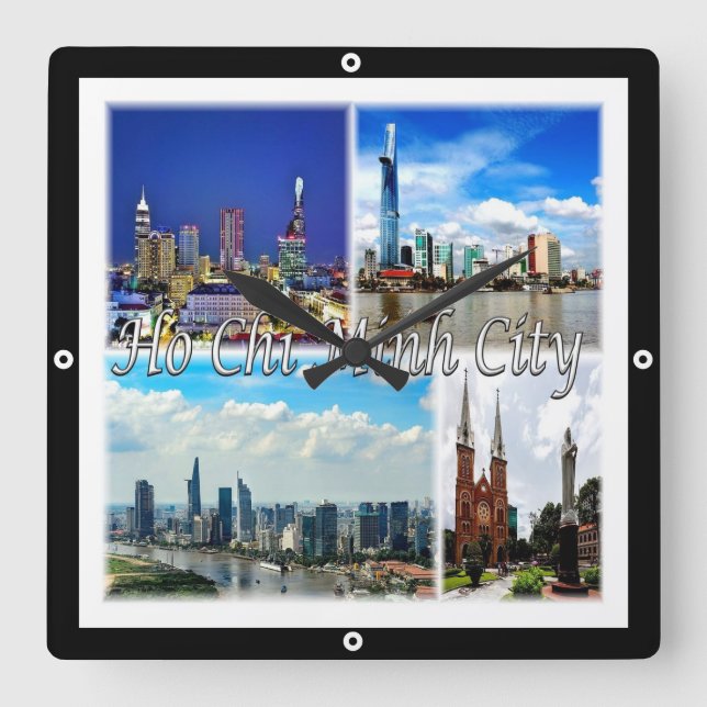 zVN013 HO CHI MINH City SAIGON, Mosaic, Square Wall Clock (Front)