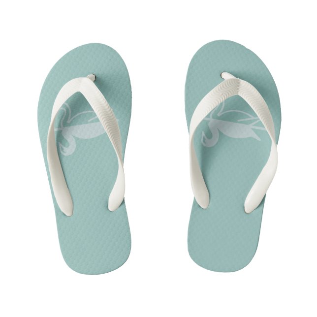 Zwaan met groene ondergrond kid's flip flops (Footbed)