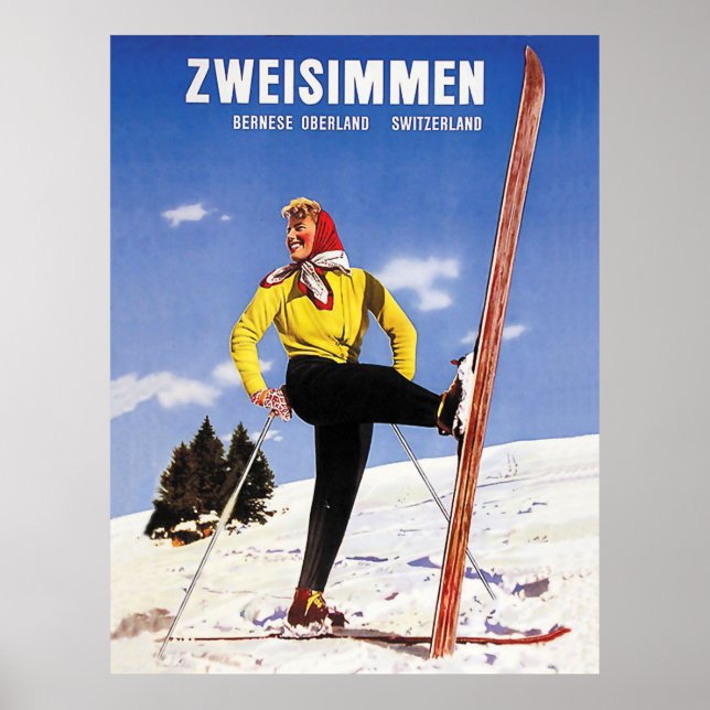 Zweisimmen, Bernese Oberland, Switzerland, ski Poster (Front)