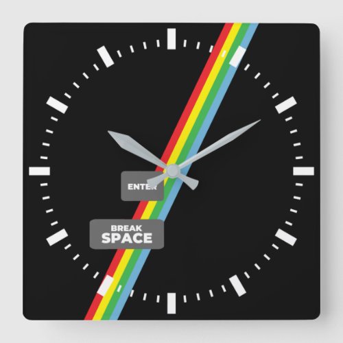 ZX Spectrum Rainbow Stripes Square Wall Clock