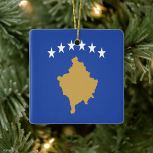 zXK001 KOSOVAR FLAG KOSOVO, Europe, Ceramic Ornament