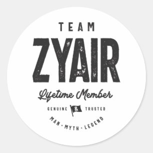 Zyair Lifetime Member Personalised Name Zyair Classic Round Sticker