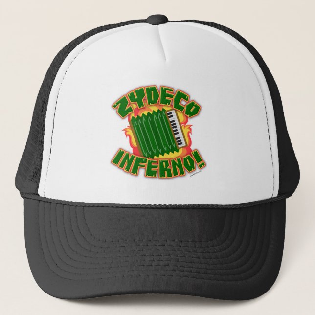 Zydeco Inferno Epic Music Genre Cartoon Style Trucker Hat (Front)