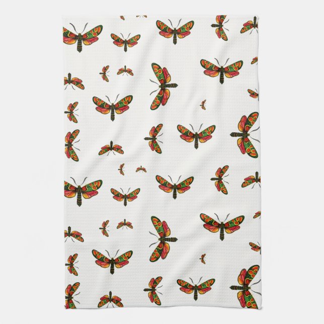 Zygaena carniolica - The Crepuscular Burnet Moth Tea Towel (Vertical)