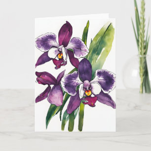 Zygopetalum Orchid - Watercolor flowers Card